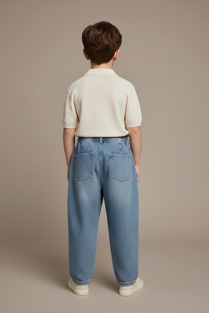 Pantalon Baggy Jean Bleu Ample Plissé Enfant - vue 2