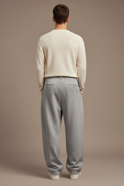 Pantalon Baggy Gris Clair Ample Droit Décontracté Homme - Molleton - vue 2