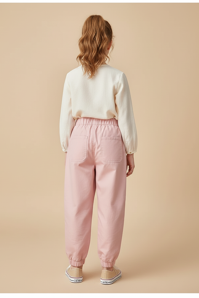 Pantalon Baggy Rose Ample Élastique Décontracté Enfant - Coton - vue 2