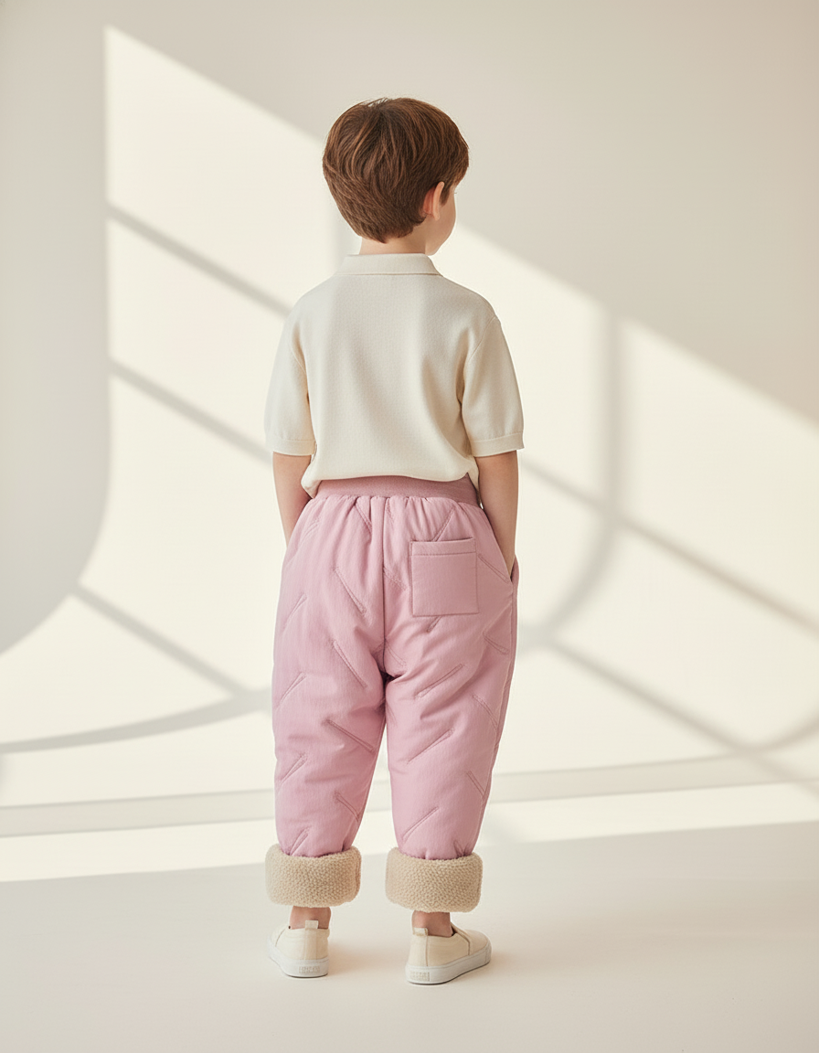 Pantalon Baggy Rose Matelassé Doublé Polaire Hiver Enfant - Polyester - vue 2
