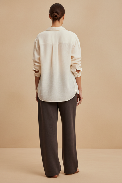 Pantalon Baggy Marron Ample Imprimé Fleur Décontracté - Molleton - vue 2