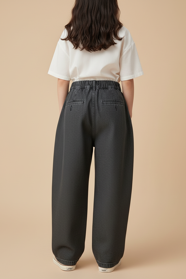 Pantalon Baggy Gris Denim Ample Plissé Enfant - Jean - vue 2