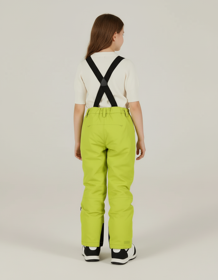 Pantalon Baggy Vert Citron Imperméable Bretelles Enfant Ski - Polyester - vue 2