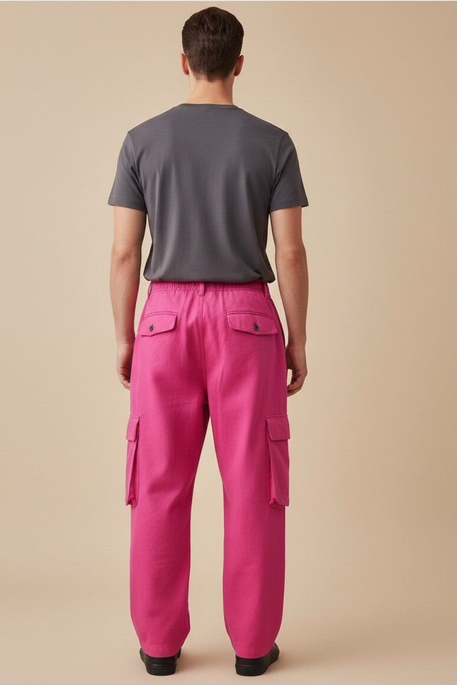 Pantalon Baggy Rose Cargo Ample Coton Unisexe - vue 2