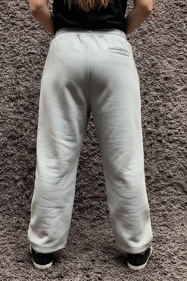 Pantalon Baggy Gris Ample Molletonné Imprimé Fusil Décontracté