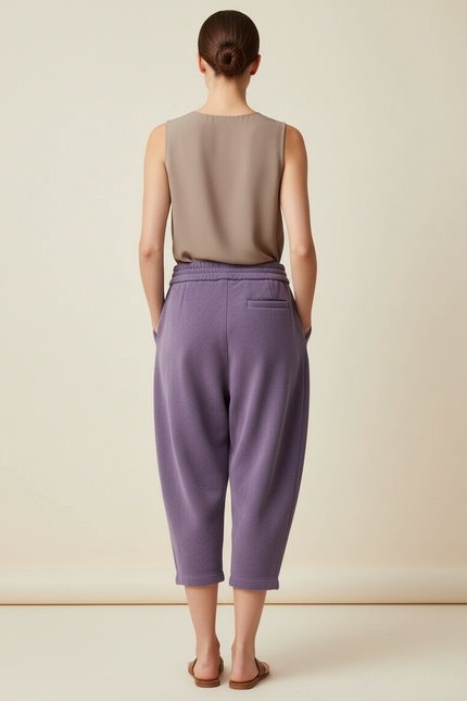 Pantalon Baggy Violet Cordon Molletonné Confortable Femme - vue 2