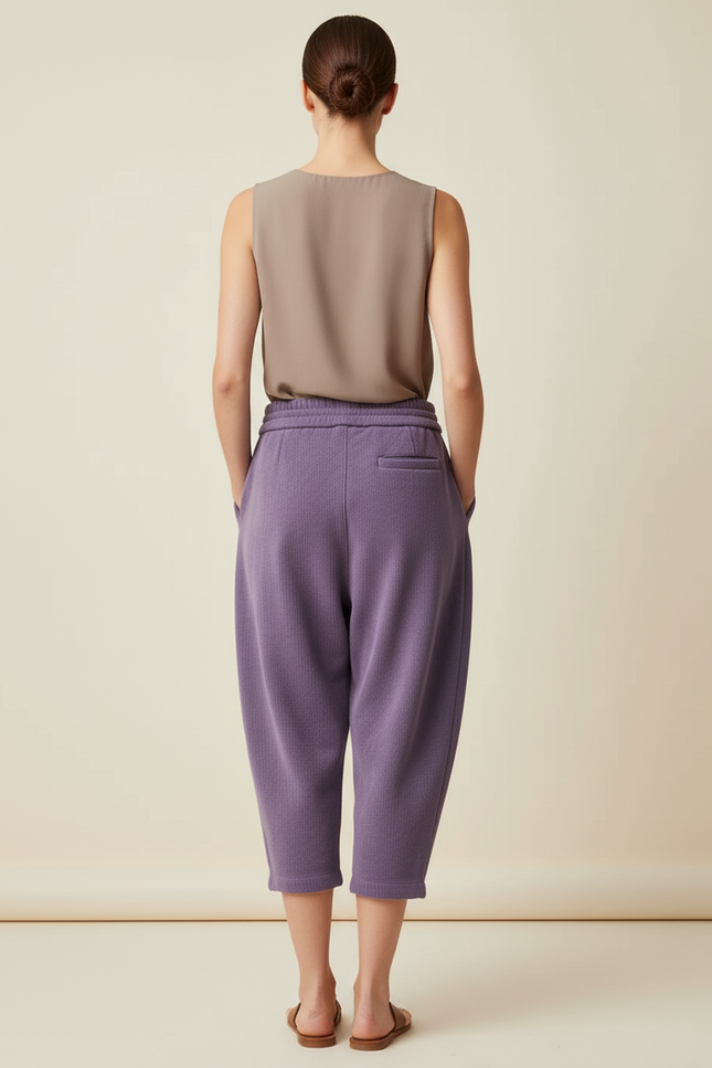 Pantalon Baggy Violet Cordon Molletonné Confortable Femme - vue 2