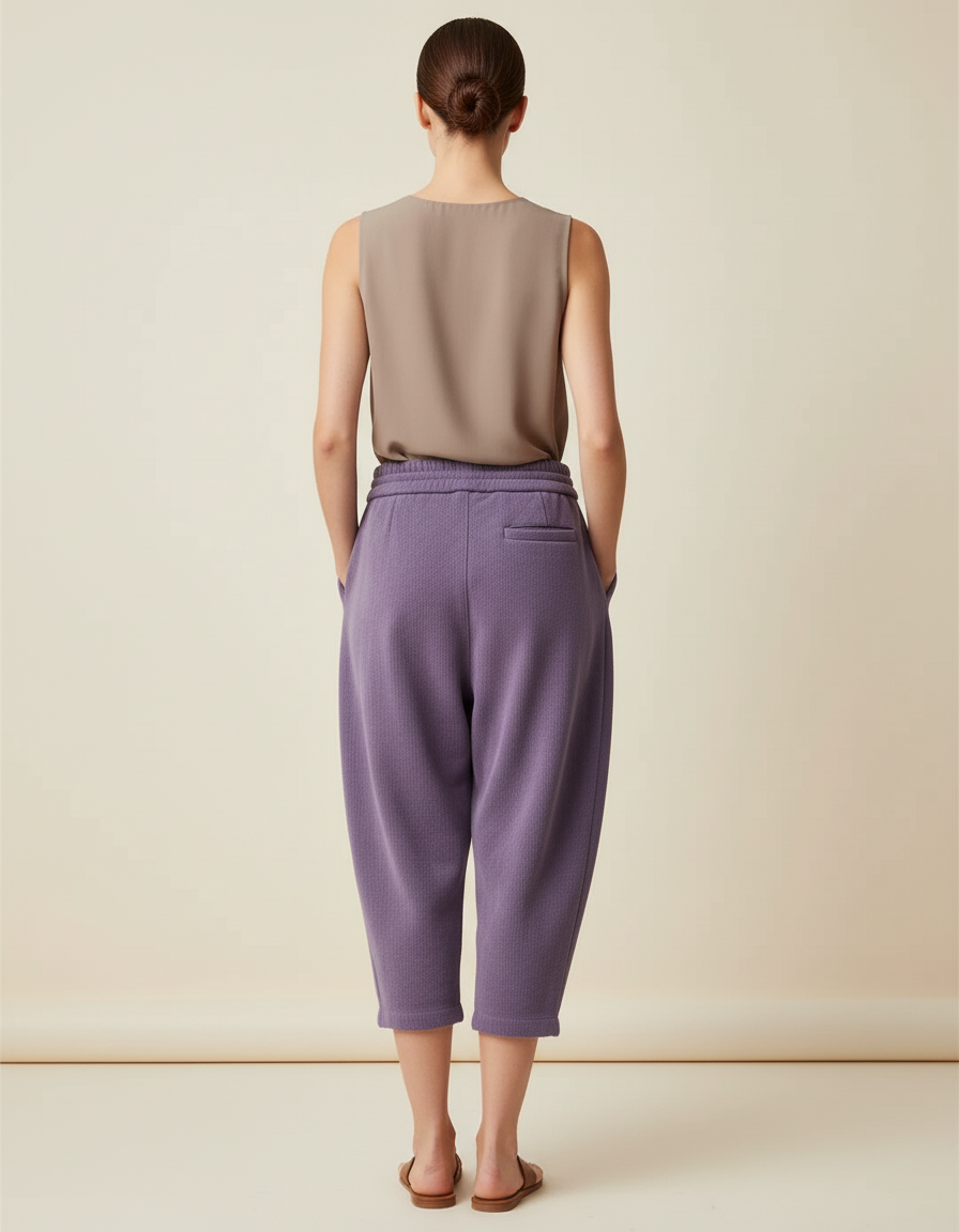Pantalon Baggy Violet Cordon Molletonné Confortable Femme - vue 2