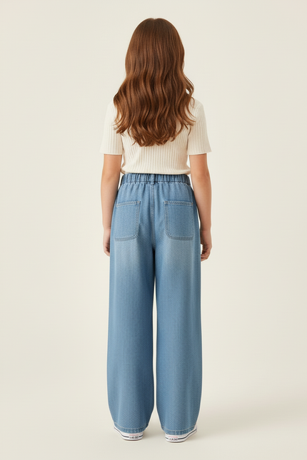 Pantalon Baggy Bleu Jean Ample Élastique Confortable - vue 2