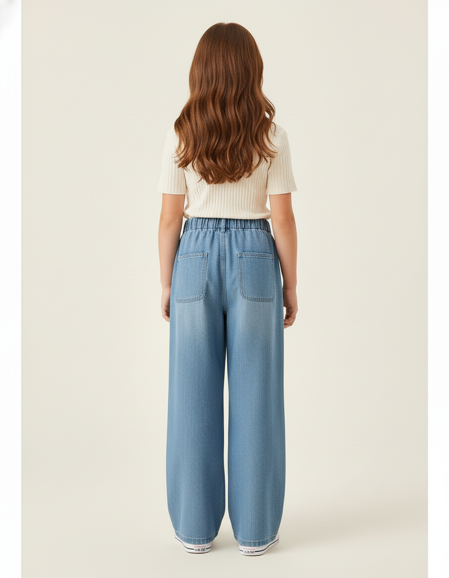 Pantalon Baggy Bleu Jean Ample Élastique Confortable - vue 2