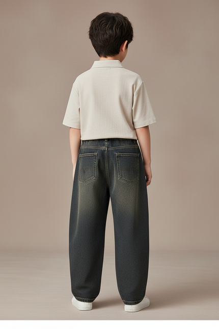 Pantalon Baggy Jean Ample Dégradé Garçon Décontracté - Gris - vue 2