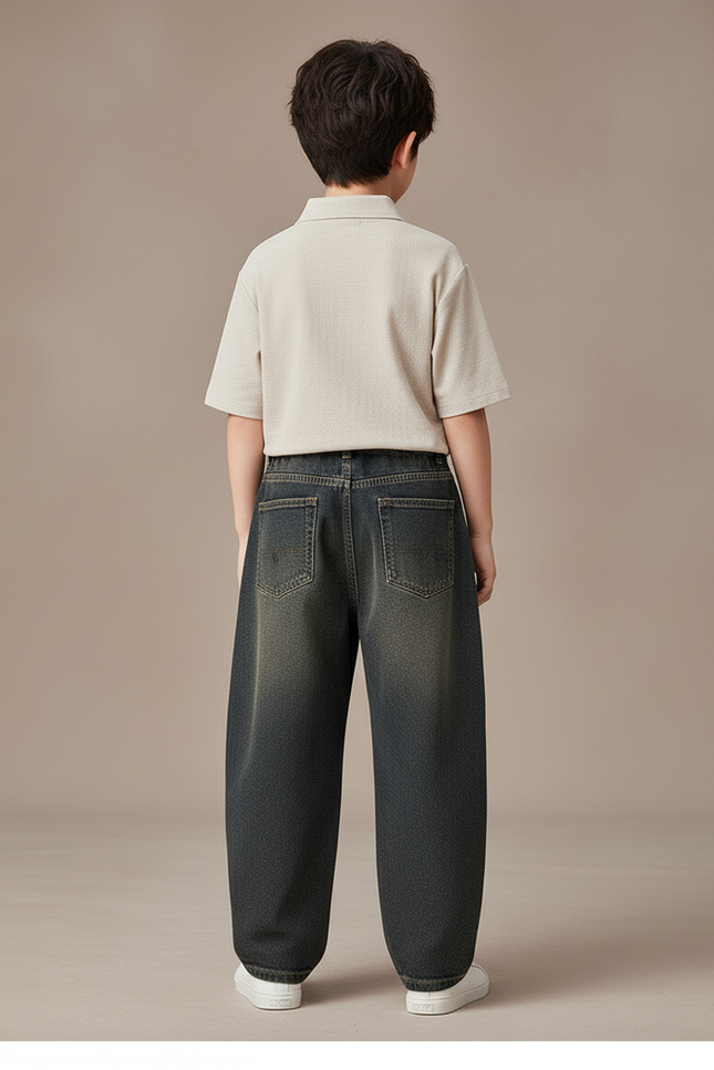 Pantalon Baggy Jean Ample Dégradé Garçon Décontracté - Gris - vue 2