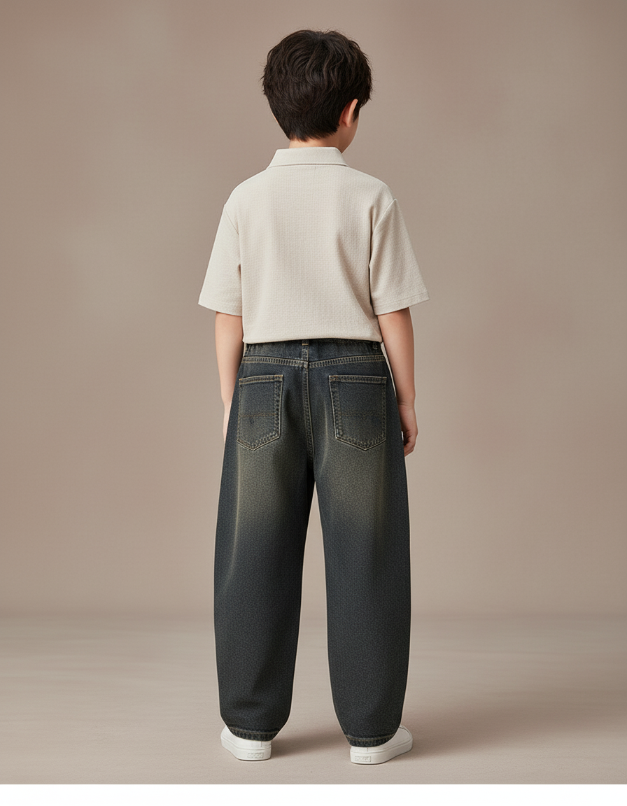Pantalon Baggy Jean Ample Dégradé Garçon Décontracté - Gris - vue 2