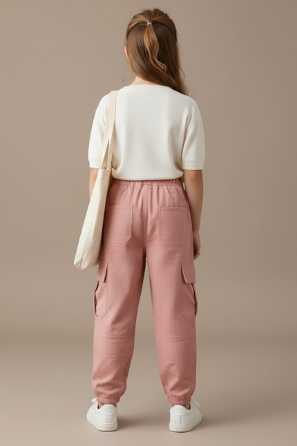 Pantalon Baggy Rose Cargo Ample Fille Coton - vue 2