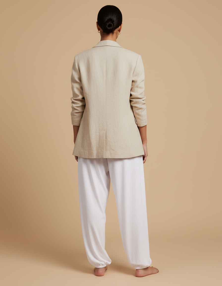 Pantalon Baggy Blanc Fluide Yoga Confortable Femme - Viscose - vue 2