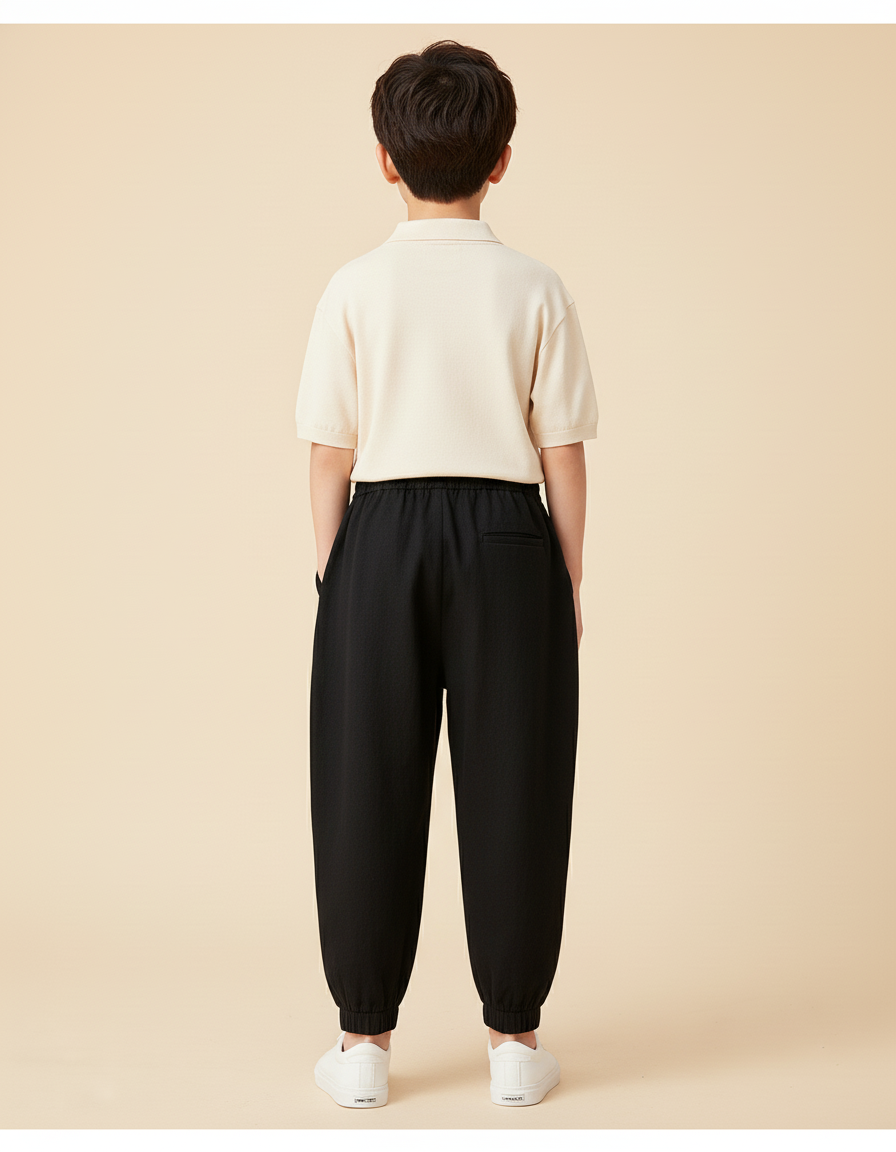 Pantalon Baggy Noir Ample Cordon Sport Enfant - Lin - vue 2