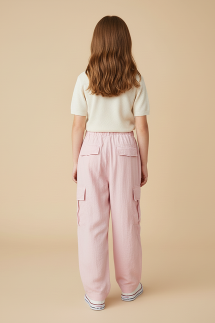 Pantalon Baggy Rose Cargo Décontracté Fille Coton - vue 2
