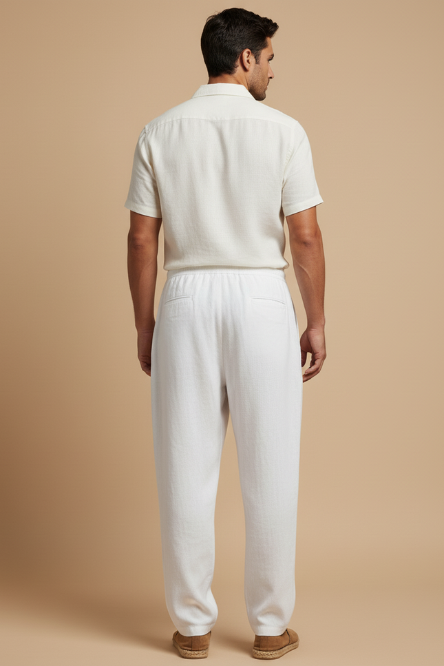 Pantalon Baggy Homme Blanc Parachute - Lin - vue 2