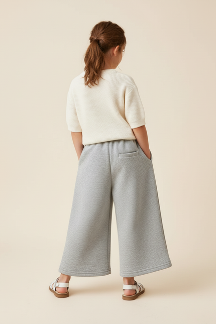 Pantalon Baggy Gris Coton Ample Lettre Imprimée - Molleton - vue 2