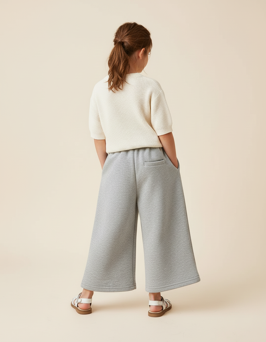 Pantalon Baggy Gris Coton Ample Lettre Imprimée - Molleton - vue 2