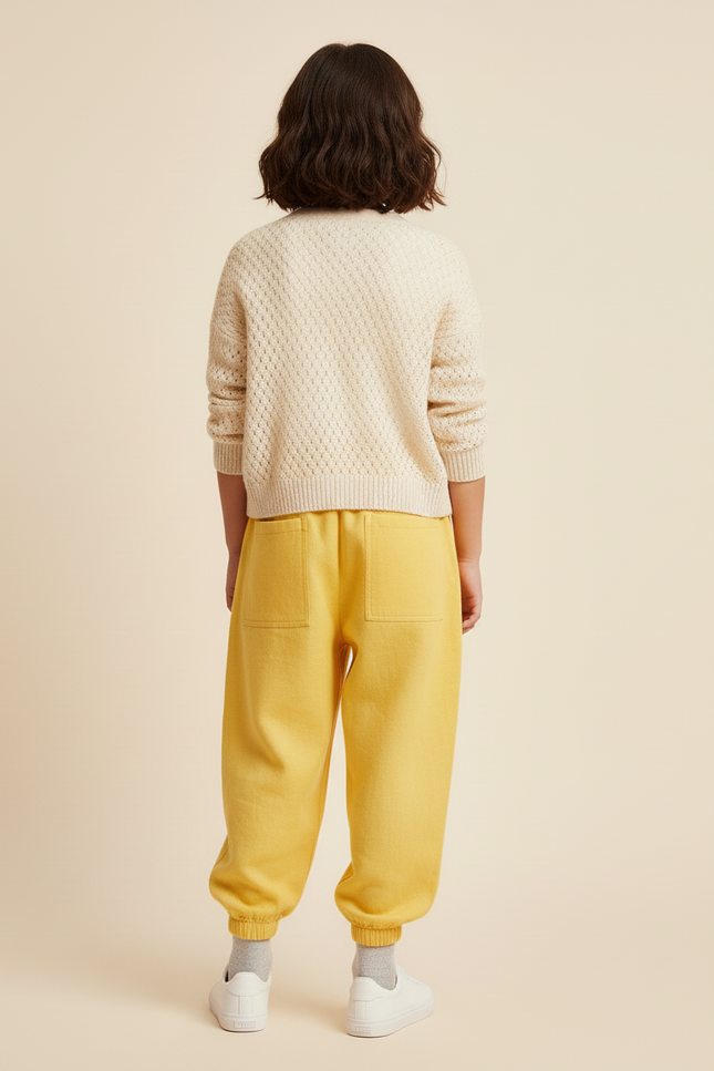 Pantalon Baggy Jaune Ample Taille Élastique Enfant - Lin - vue 2