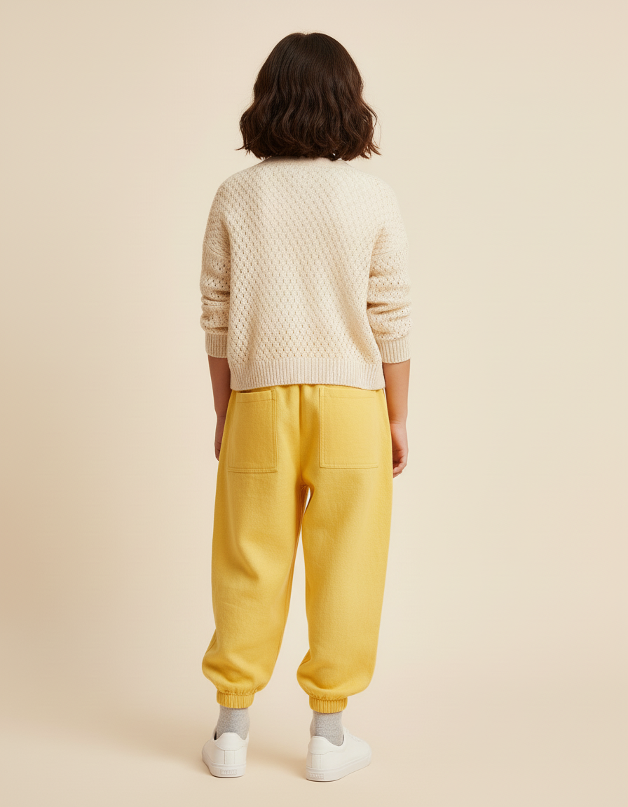 Pantalon Baggy Jaune Ample Taille Élastique Enfant - Lin - vue 2
