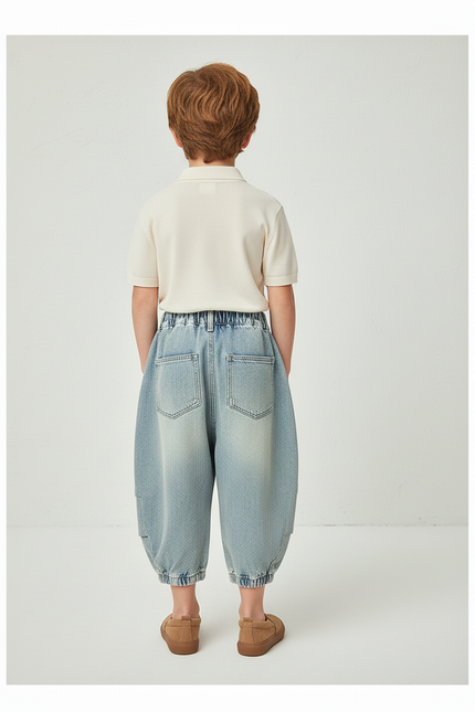 Pantalon Baggy Bleu Jean Ample Dégradé Enfant - vue 2