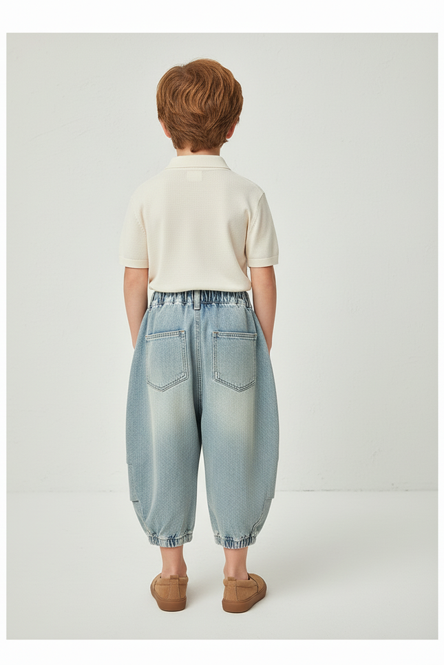 Pantalon Baggy Bleu Jean Ample Dégradé Enfant - vue 2