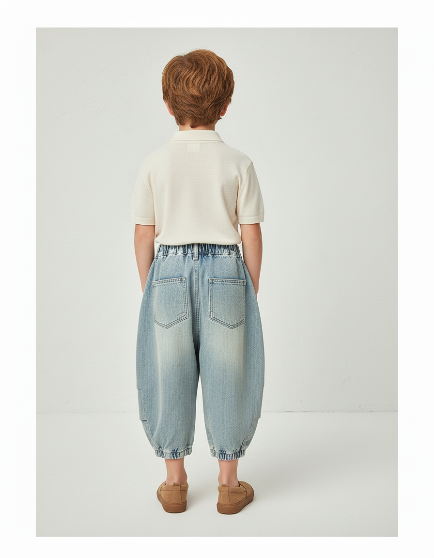Pantalon Baggy Bleu Jean Ample Dégradé Enfant - vue 2