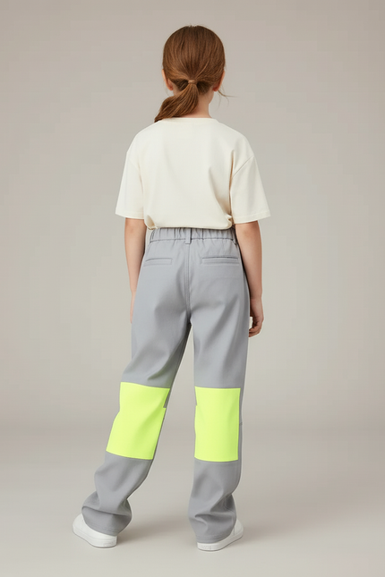 Pantalon Baggy Gris Fluo Décontracté Enfant - Gabardine - vue 2