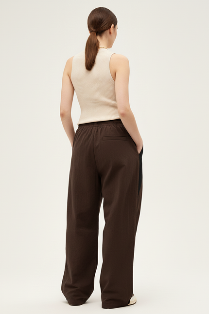 Pantalon Baggy Marron Ample Fluide Sport Décontracté - Polyester - vue 2