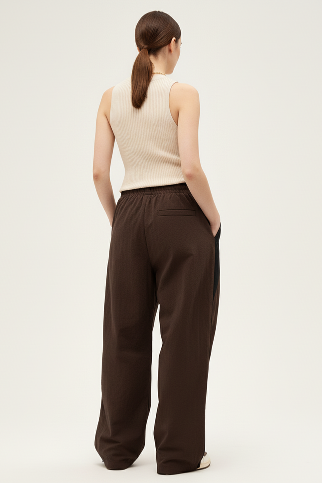 Pantalon Baggy Marron Ample Fluide Sport Décontracté - Polyester - vue 2