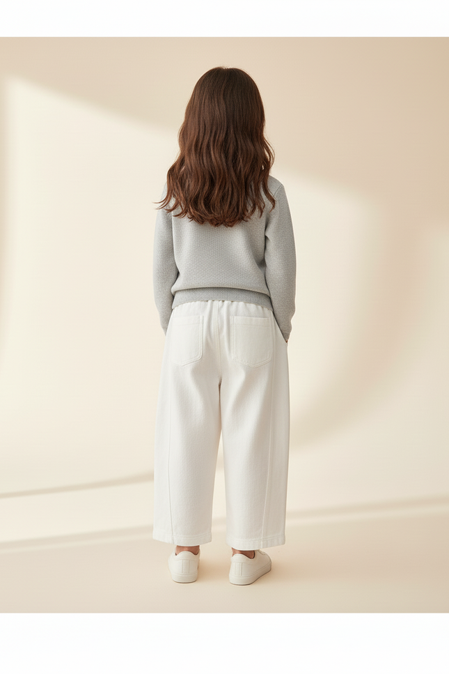 Pantalon Baggy Blanc Coton Ample Décontracté Enfant - vue 2
