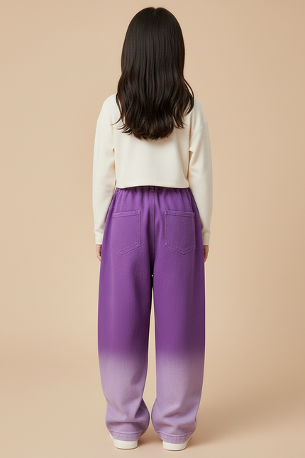 Pantalon Baggy Violet Dégradé Ample Coton Enfant - vue 2