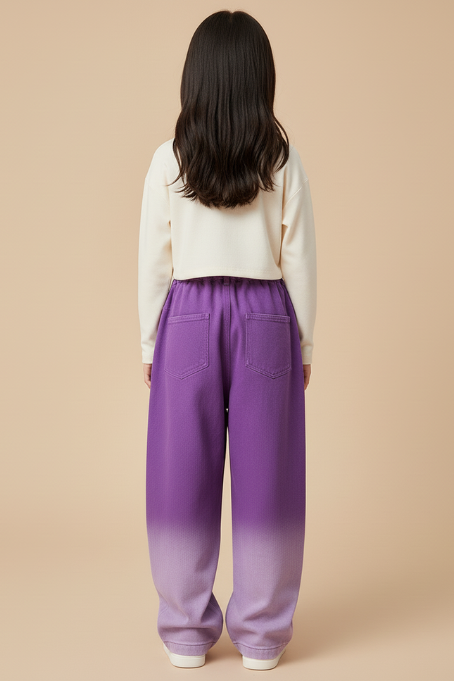 Pantalon Baggy Violet Dégradé Ample Coton Enfant - vue 2