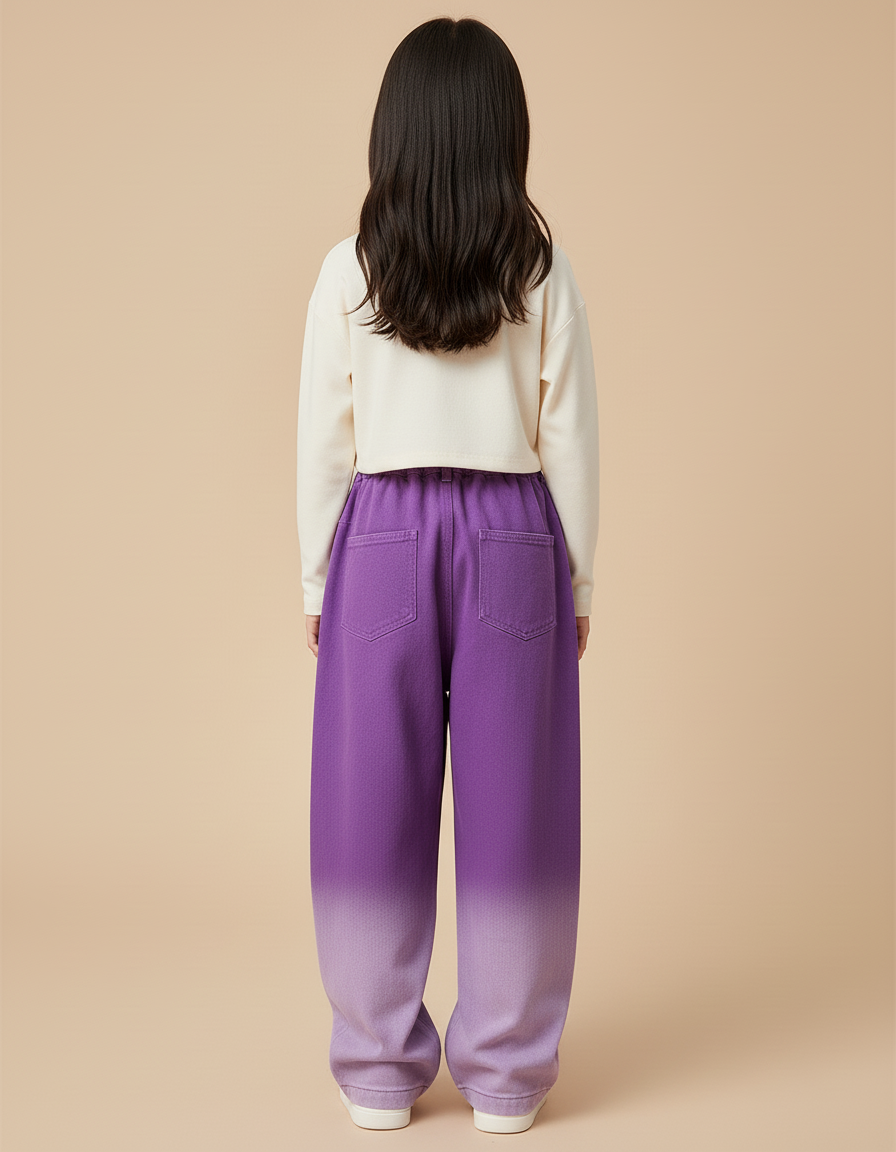 Pantalon Baggy Violet Dégradé Ample Coton Enfant - vue 2
