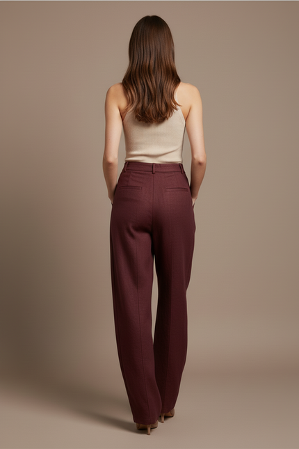 Pantalon Baggy Bordeaux Laine Ample Confortable Chaud - vue 2