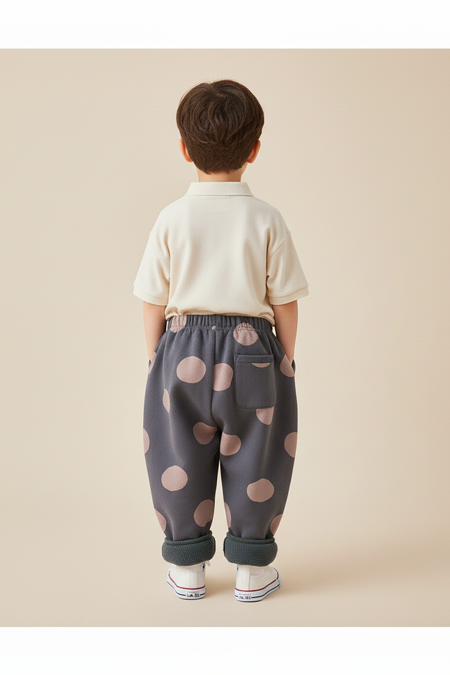 Pantalon Baggy Gris Polka Dots Molletonné Hiver Enfant - vue 2