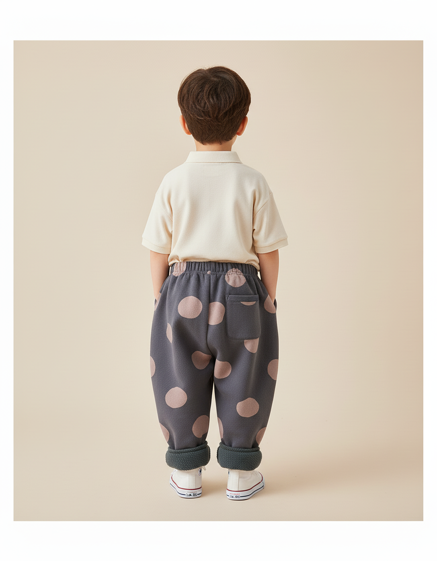 Pantalon Baggy Gris Polka Dots Molletonné Hiver Enfant - vue 2