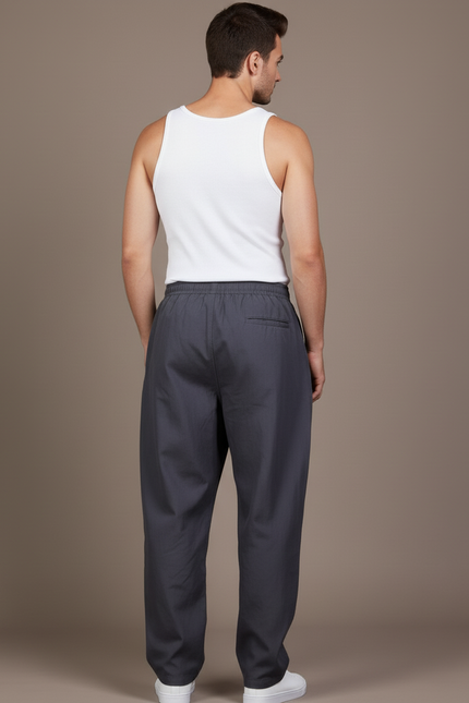 Pantalon Baggy Gris Foncé Ample Décontracté Homme - Polyester - vue 2