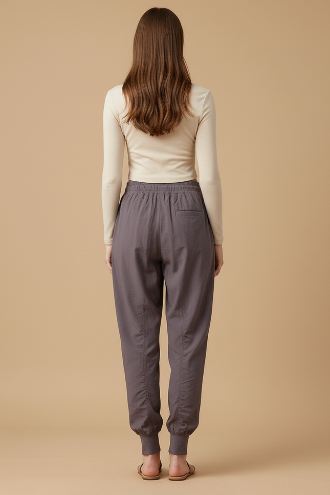 Pantalon Baggy Gris Cordon Fluide Sport Femme - Viscose - vue 2