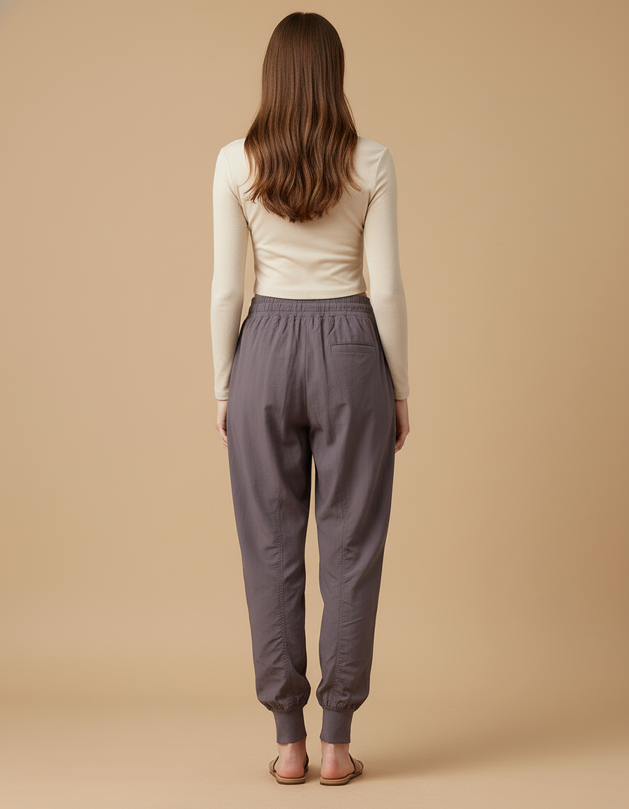 Pantalon Baggy Gris Cordon Fluide Sport Femme - Viscose - vue 2