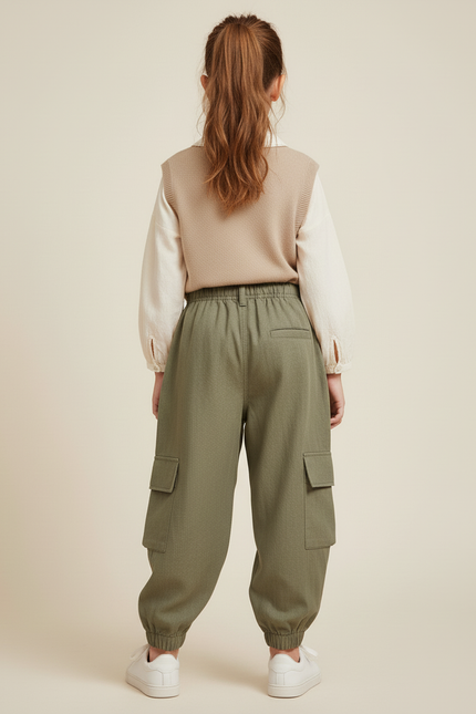 Pantalon Baggy Kaki Cargo Ample Décontracté Enfant - Gabardine - vue 2