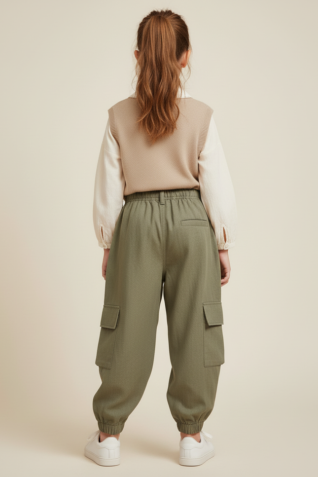 Pantalon Baggy Kaki Cargo Ample Décontracté Enfant - Gabardine - vue 2