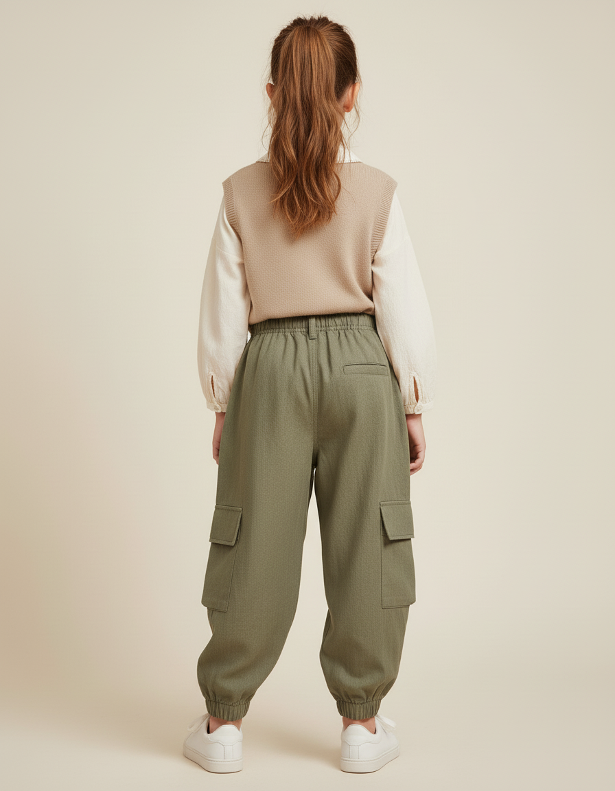 Pantalon Baggy Kaki Cargo Ample Décontracté Enfant - Gabardine - vue 2