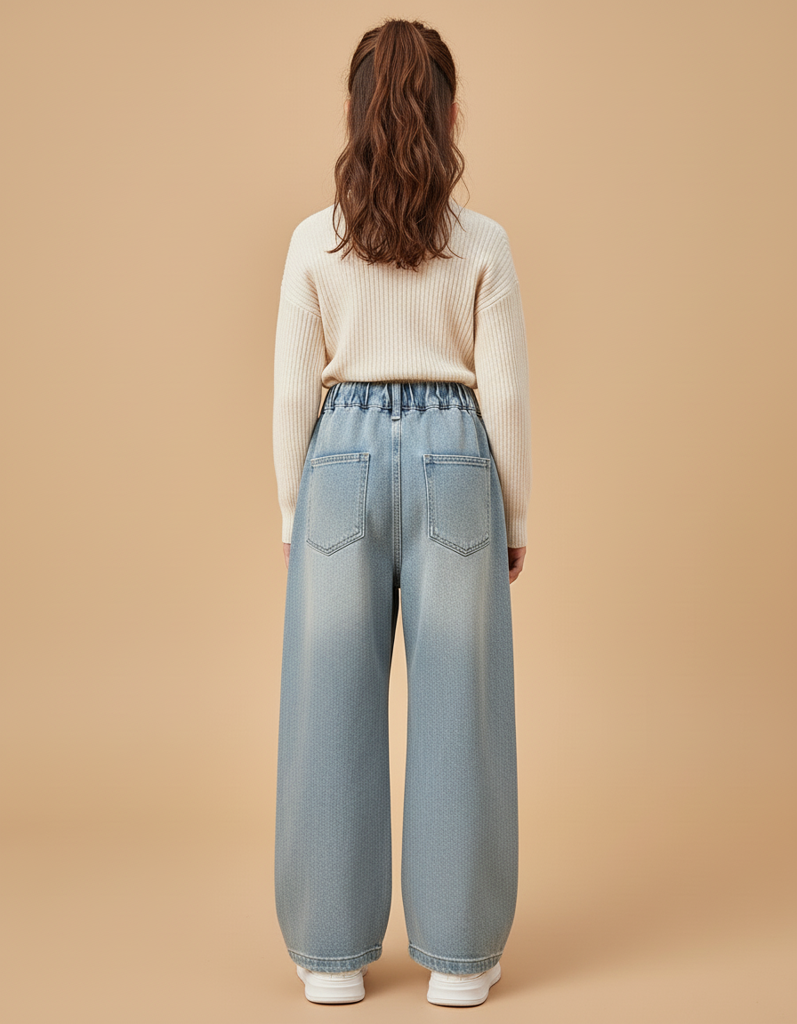 Pantalon Baggy Denim Bleu Ample Nœuds Noirs - Jean - vue 2