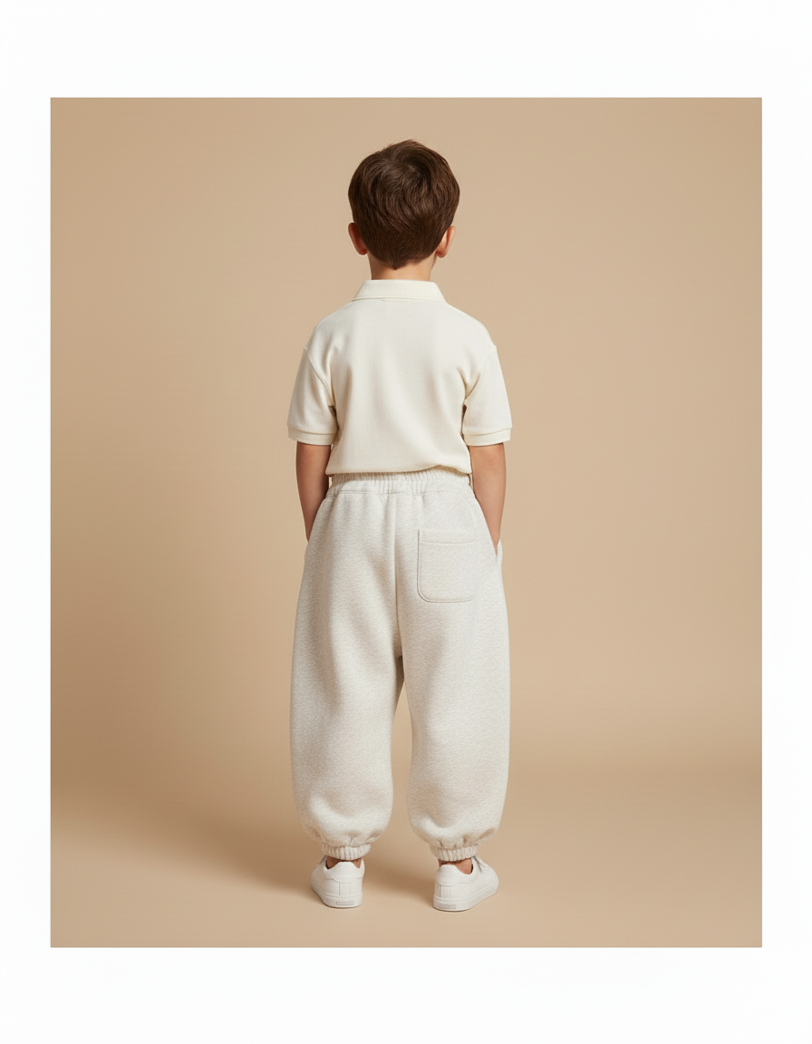 Pantalon Baggy Molletonné Gris Clair Ample Enfant Sport - vue 2