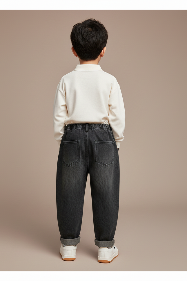 Pantalon Baggy Denim Gris Ample Garçon Décontracté - Jean - vue 2