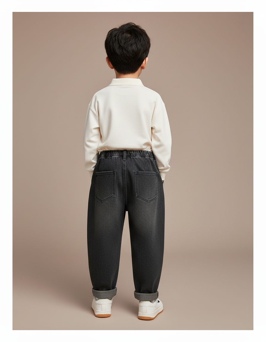 Pantalon Baggy Denim Gris Ample Garçon Décontracté - Jean - vue 2