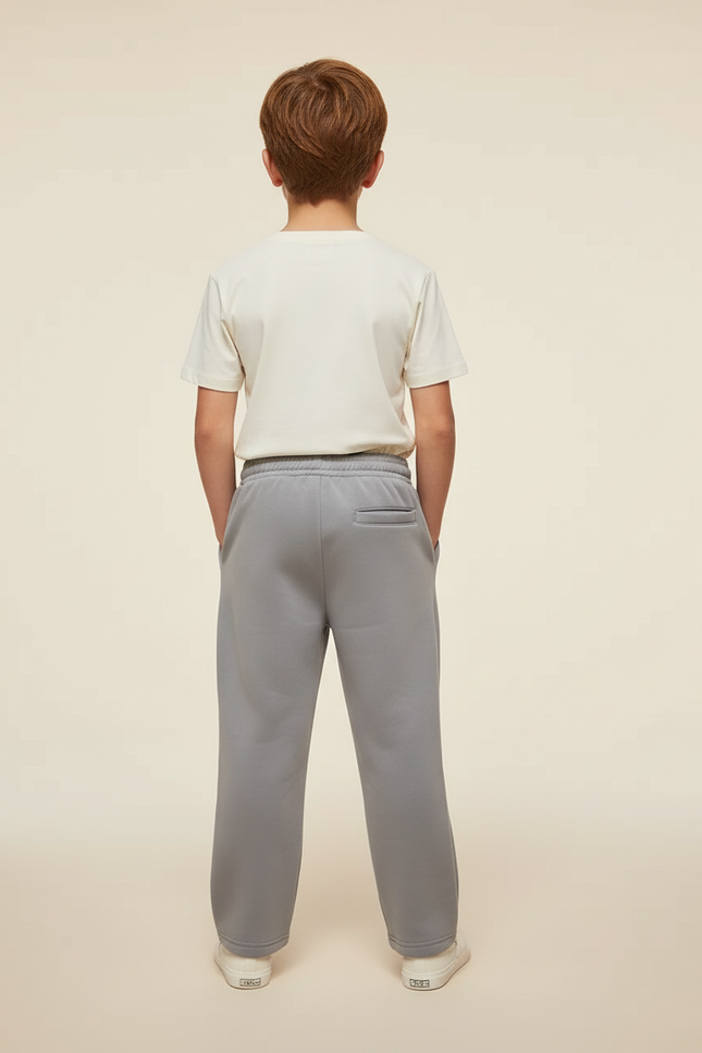 Pantalon Baggy Gris Ample Cordon Brodé Garçon - Molleton - vue 2